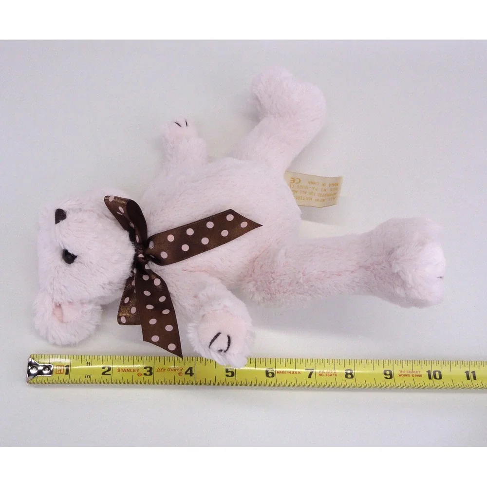 Bearington Baby Collection Teddy Bear Plush Pink Jointed Brown Polka Dot Bow 10